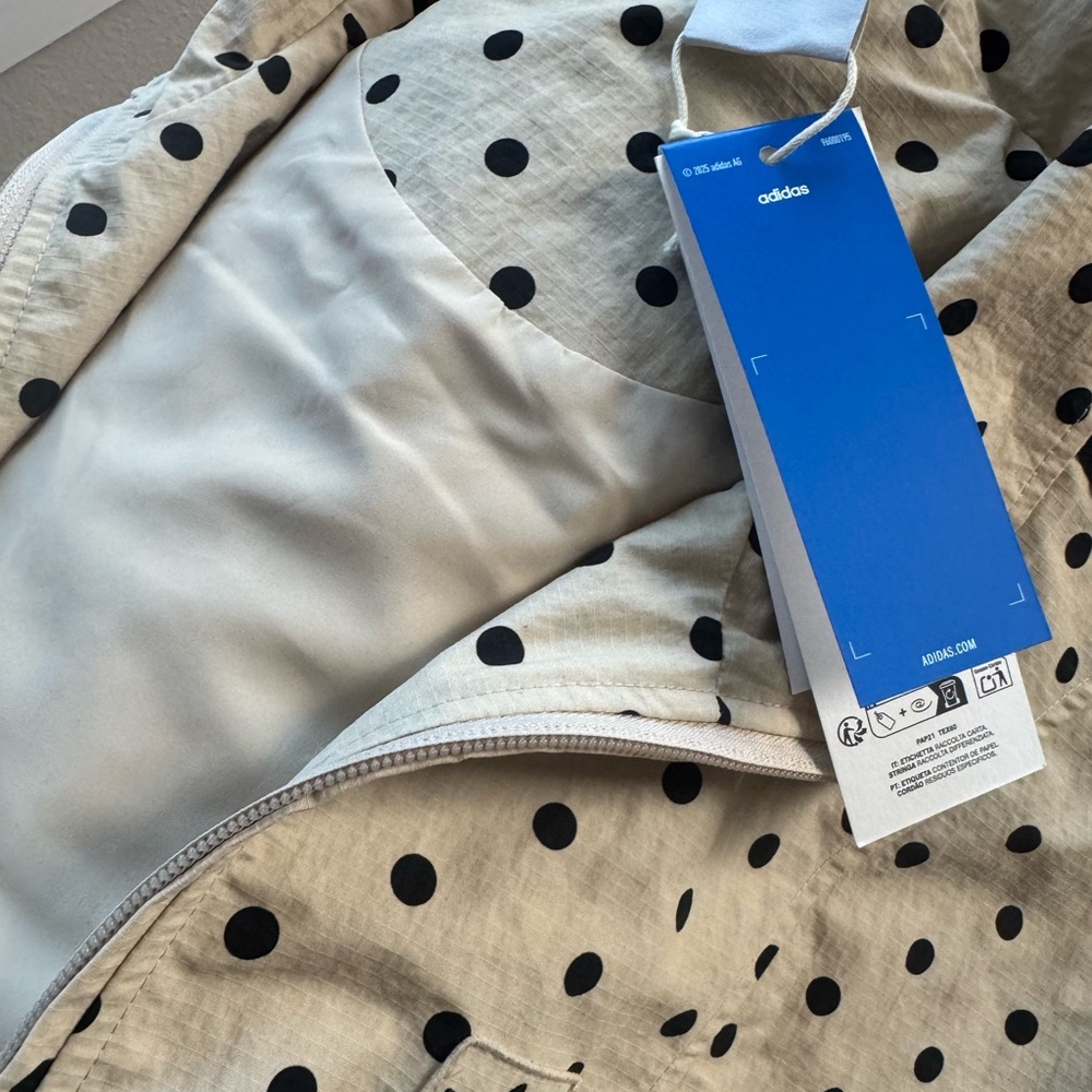 Adidas Women's Polka Dot Zip-Up Jacket in Beige/Black - Picture 2 of 3